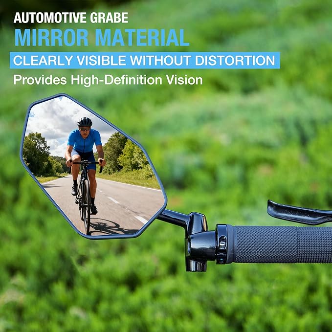 Bike Mirror Anti-shake - 360°Adjustable Handlebar End Bike Mirrors - Bicycle Rear View Mirror Compatible with Mountain Bikes, E-bikes, Scooter