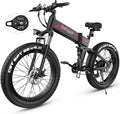 Wooken 26" x4.0 Fat Tire Electric Bike, Folding Electirc Bike for Mountain Commuter, Peak 1000W Motor 21.6 MPH, Ebikes for Adults with 48V/10.4Ah Removable Battery, Suspension Fork, 21 Speed Ebike
