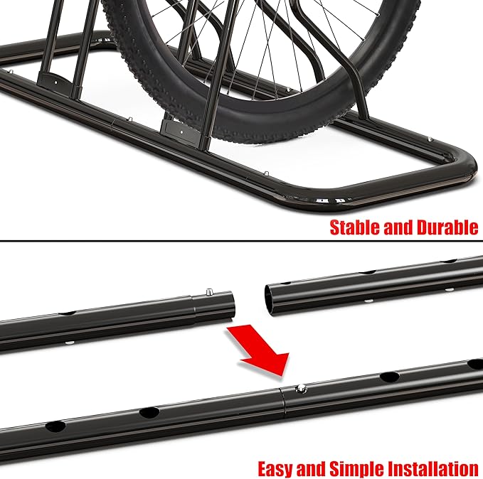 Simple Houseware 2 Bike Bicycle Floor Parking Adjustable Storage Stand, Black