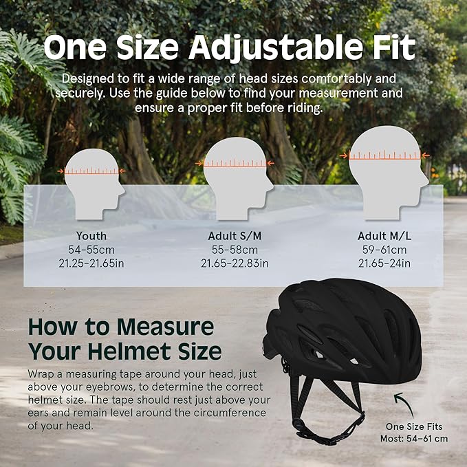 Retrospec Silas Road Bike Helmet with 24 Air Vents & Built-in LED Safety Light - Adjustable Adult Cycling Protection 54-61cm - Padded & Lightweight Design
