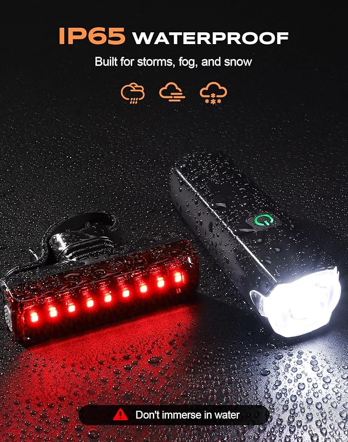2026 New 1200LM Wide Angle Bike Lights for Night Riding, 3+5 Modes & IP65 Waterproof Bicycle Lights Front and Rear, Long-Lasting USB Rechargeable Towing Hitch Lights for Road Mountain Cycling