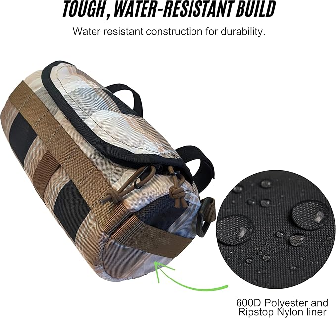Handlebar Bag (Plaid Max) | 2 Liter Capacity | Spacious Bike Bag w/ 2 Extra Long Buckle Straps & 1 Hook-and-Loop Strap | Water Resistant Front Basket | Bike Accessories | Made in USA