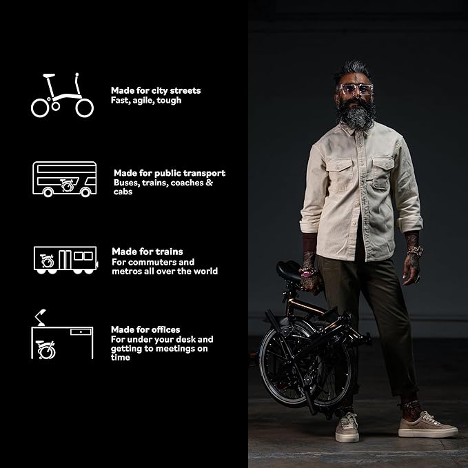 Brompton Folding Commuter Bike C Line 12-Speed | Compact, Lightweight, Urban Bike for Adults