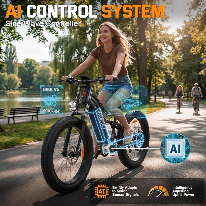 FREESKY 3500W BAFANG Motor Electric Bike for Adults, 48V 30Ah Samsung Cells Battery Ebike 120 Miles, 38+MPH, 26" Fat Tire Dirt All-Terrain Mountain E Bike, Full Suspension, UL 2849 Certified by TÜV