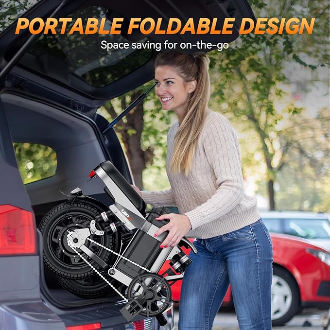 A12 Foldable Ebike for Adults, 2000W/1000W, 40/28MPH, 52V 25Ah, 48V 15Ah, Keyless Ignition, 60-80 Miles Range Folding Electric Bike, 14" Commuter Adult Electric Bicycle, UL2849 Certified E Bike