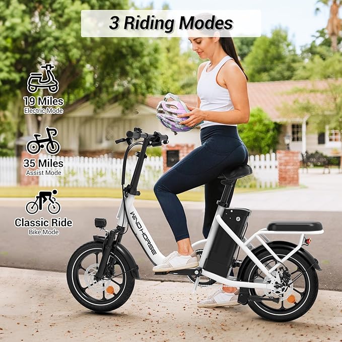 RIDWIND 16" Folding Electric Bike Adults, Peak 630W Adult Electric Bicycles, Up to 25 MPH and 35 Miles Foldable Ebikes, Electric Bike for Teens with 36V 8Ah Removable Battery, UL2849 Certificate