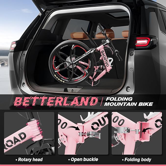 26" Foldable MTB – 21-Speed Full Suspension, High-Carbon Steel Frame, Dual Disc Brakes & Quick-Release Tires – Adults & Teens (Multiple Colors)