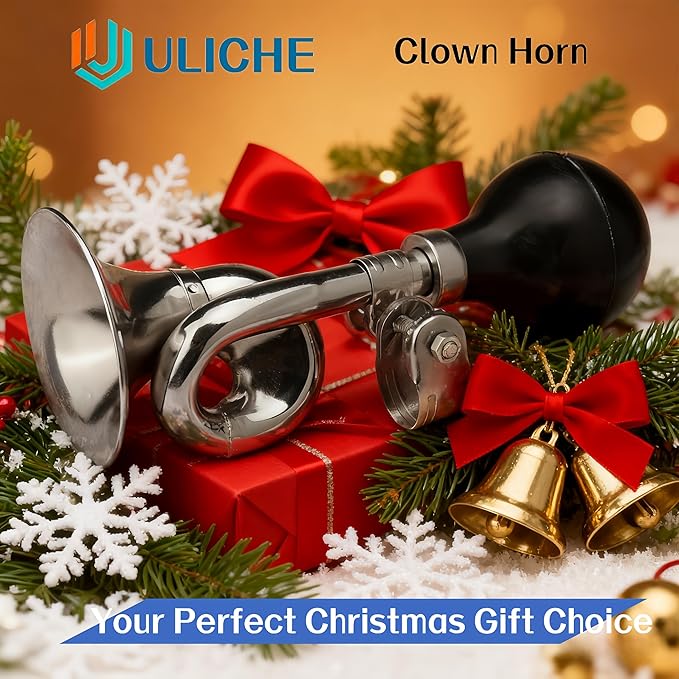 Kids Bike Horn, Metal Snail Bugle Funny Horn,Retro Air Clown Horn,Classic Vintage Metal Twist Loudspeaker Siren Hooter Snail Air Horn for Golf Cart Bicycles,Kids & Adults Christmas Party Gift
