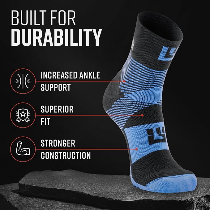 Crew Length Trail Running Socks, Quick-Drying Mid-Calf Socks with Arch Support, Sweat-Resistant, Breathable Athletic Socks