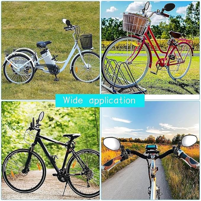 1Pair Bike Mirror Handlebar Mount, 360 Degree Adjustable Bicycle Mirrors, HD Bike Rear View Mirror Bike Mirrors for Handlebars, Cycling Rearview Mirror Bike Accessories