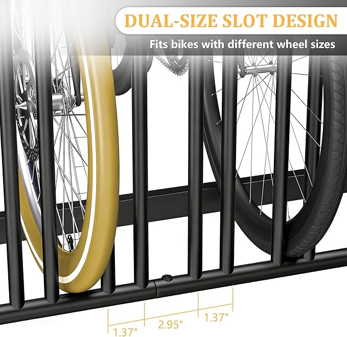 YOHKOH Bike Parking Rack, 20 Bikes Storage Dual Side Floor Bike Rack Stand, Heavy-Duty Outdoor Stand for Garage, Store, School, University, Powder Coated Carbon-Steel, 61" W x 31.1" D x 29.2" H