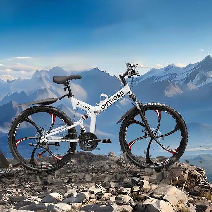 Betterland 26 Inch Adult Folding Mountain Bike, 21 Speeds Full Suspension Foldable Bikes, Dual Disc Brake, High Carbon Steel Frame Bicycle for Men Women