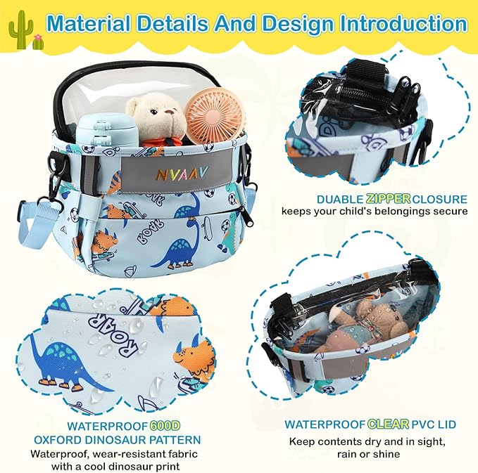 Kids Bike Basket Bag, Waterproof Bicycle Basket Pouch for Girls Boys 6-10, Children's Front Handlebar Bag with Reflective Safety Strap & Detachable Shoulder Strip, Fit Toddlers Bikes Tricycle Scooter