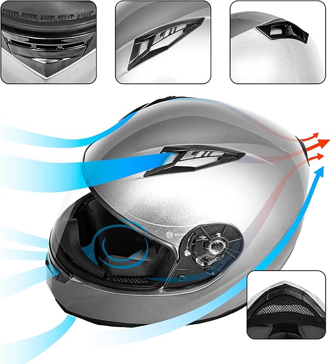 VCAN VX Lightweight Full Face Motorcycle Street Bike Helmet with Extra Tinted Visor, Coolmax Technology & OTG Ready, DOT Approved