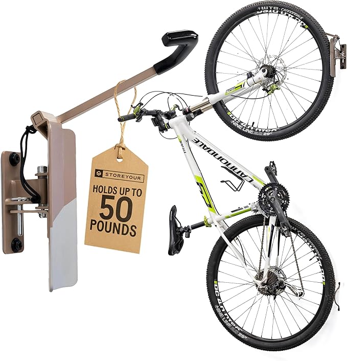 StoreYourBoard Bike Swivel Rack – Wall Mounted Garage Bike Storage, Vertical Bike Rack with 120° Swivel Hanger & Stopper – Space-Saving Bike Rack Garage Mount for Kids Bikes, BMX