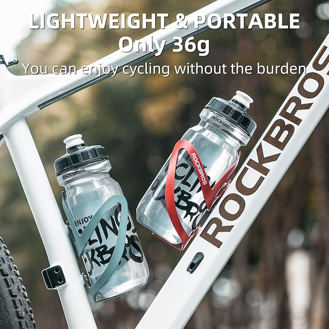 ROCKBROS Bike Water Bottle Cage, Durable Aluminum Alloy Bike Cup Holder, Lightweight Water Bottle Holder, Universial Bike Bottle Cage for Road Mountain Bikes
