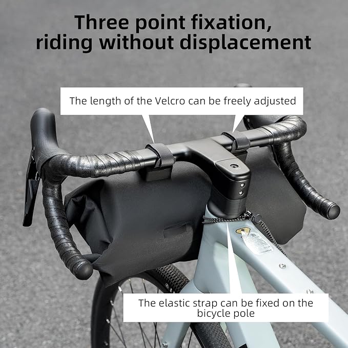 ROCKBROS Handlebar Bag Waterproof with Adjustable Capacity (Up to 8L)-Front Storage Pouch Bag with Waterproof Zipper Anti-Displacement Double-Side Open Compatible for Road Mountain Bike Cycling Travel
