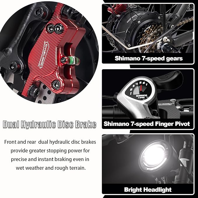 Electric Bike, Max 40-45MPH & 100 Miles, 5000W Peak Dual Motor Adult E-Bike, 52V 32Ah Battery Ebike, 24'' 26" Hydraulic Disc Brakes, Fat Tire All-Terrain Hunting Electric Bike, Full Suspension