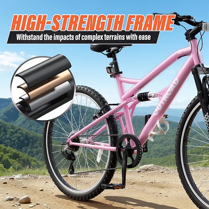 26 inch 7-Speed Commuter Bicycle,Hybrid Bicycle,Men's Cruiser Bike/Mountain Bike V Brake,Metal Frame, Adult Bike (Black, White, Blue, Green, Purple, Pink)