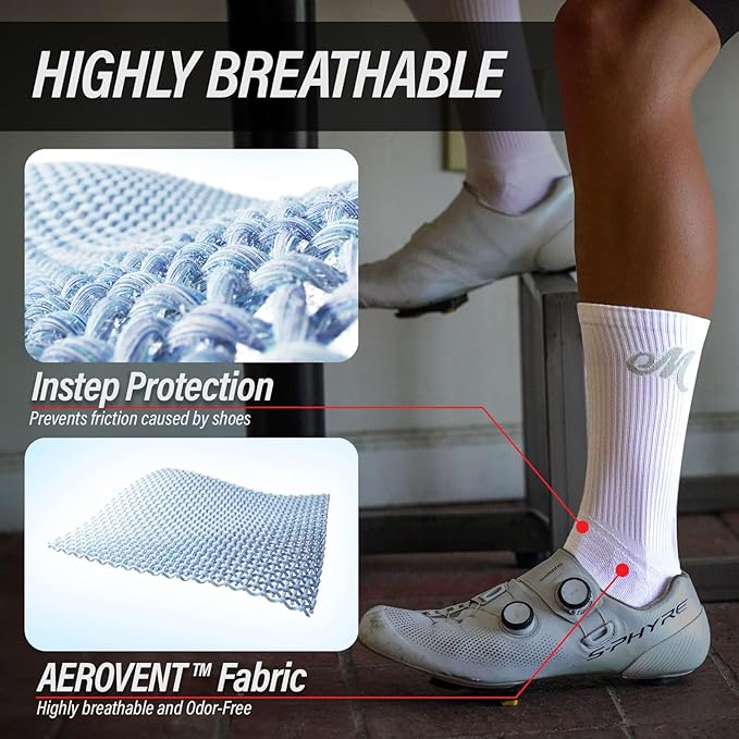 Bike PRO Compression Cycling Socks 1/2/3 Pairs, Crew Hiking Running Athletic Socks