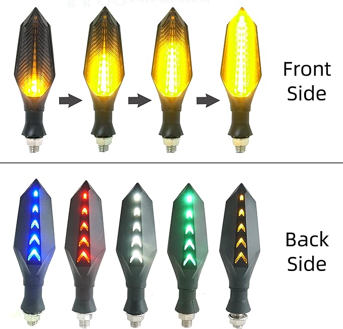 Motorcycle Led Turn Signal Lights Universal Front Rear DC 12v Flowing Blinkers Flasher Indicator Light for Electric Motorcycles Motorbike Scooter Bicycle E-Bike (Amber, DC12V)