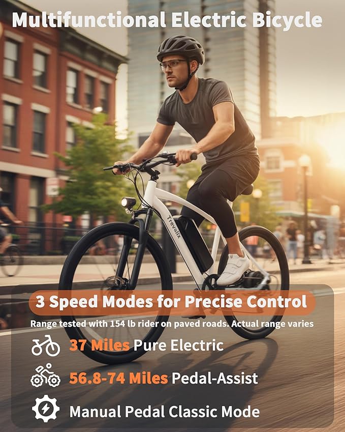 Electric Bike for Adults, 50/74 Miles 20 MPH Mountain EBike, Cadence/Torque Sensor with 500W Peak E Bike, 10.4/15.6Ah Removable Battery, 26“ Puncture-resistant Tires bike with Shimano 6-Speed