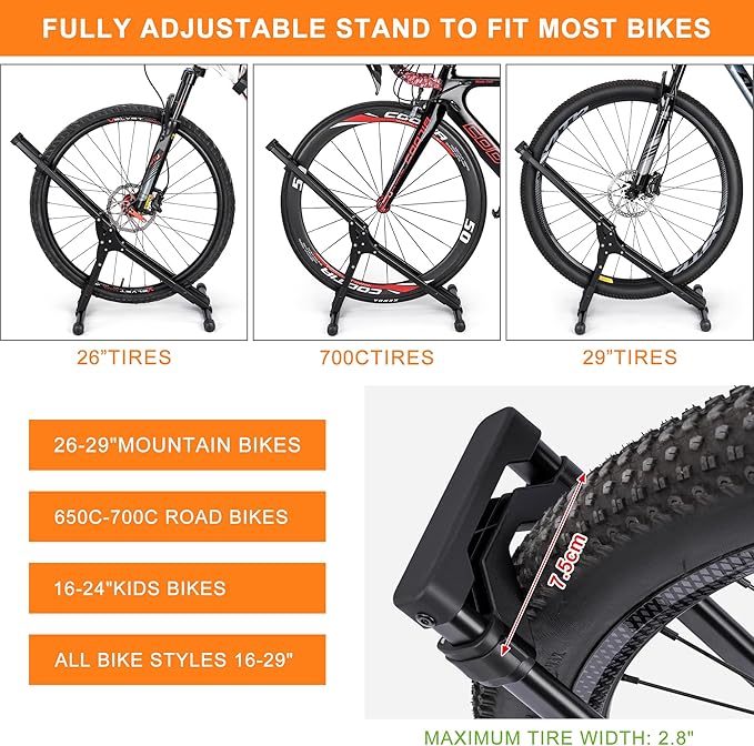 CXWXC Bicycle Stand Floor - Indoor Bike Rack Garage Storage - Bike Stand Floor Type Parking Rack for 20”-29” Mountain MTB & Road Bikes (2 Bike Rack)