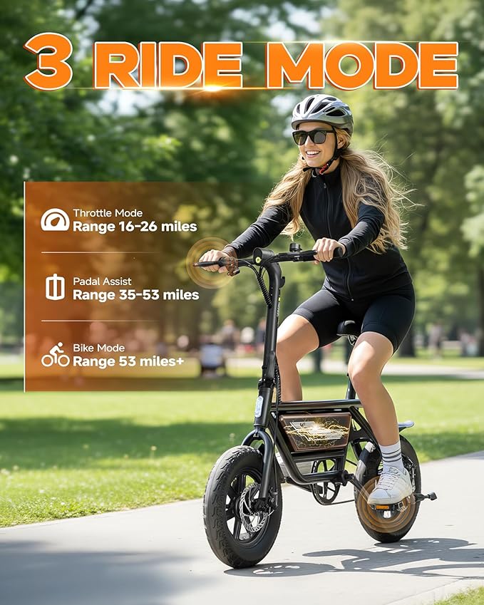 14" Folding Electric Bike for Adults & Teens - Peak 750W Motor, 20MPH Speed, 48V, 35/53Mile Range, 4-Speed Gear & Upgraded Wide Comfort Seat, UL 2849 Certified, for City Cycling & Commuter Riding