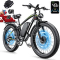 8000W Dual Motor Electric Bike for Adults, 48MPH Fast Ebike with 52V 36Ah Removable Battery, Up to 100 Miles Long Range, 24/26 Inch Fat Tire, Shimano 7-Speed, Shock Absorber Commuter E-Bike