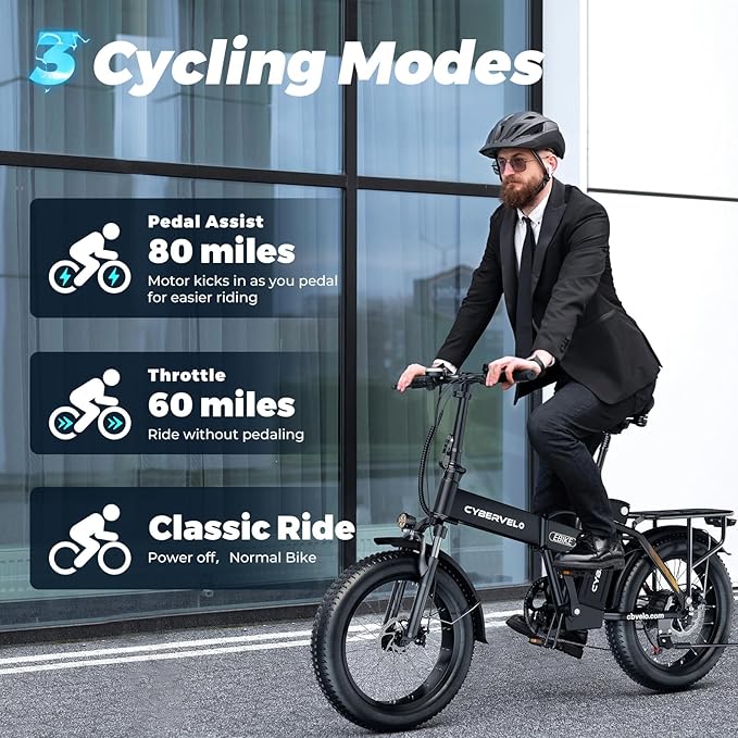 1000W Folding Electric Bike for Adults,75+ Miles,30+MPH,48V 20.8Ah Removable Battery,20" Fat Tire Electric Bike,Front Suspension 7-Speed Commuter Ebike,UL Certified