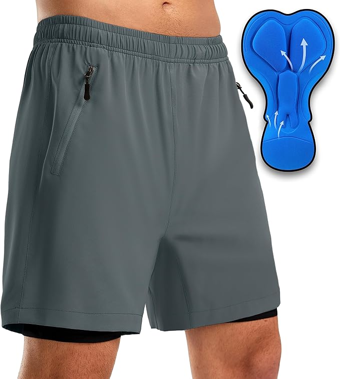Bikewa Men's Mountain Bike Shorts 3D Padded Loose-fit Riding Biking Cycling Bicycle Biker Shorts for Men Zipper Pockets