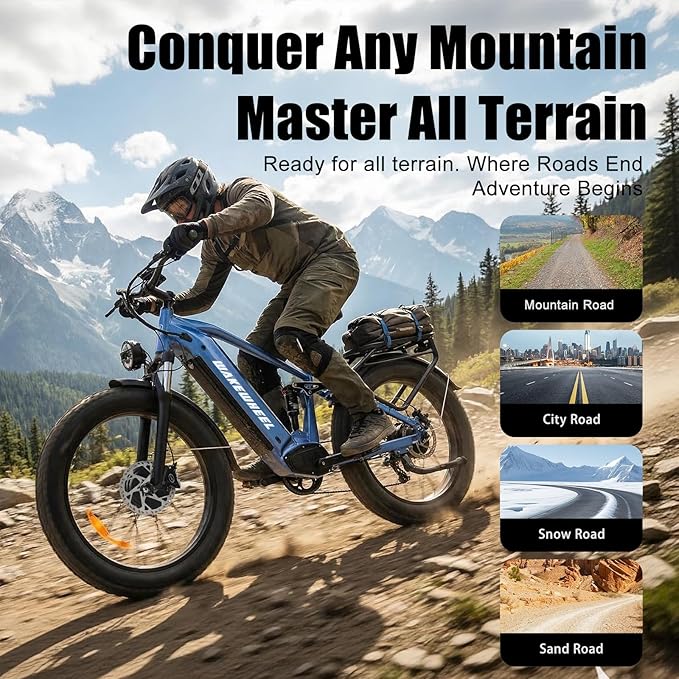 8000w Electric Bike for Adults, 60V 32Ah Battery Ebike, Fat Tire & Long Range Electric Bicycles, 210Nm Mountain Bike Full Suspension, Hydraulic Brake Electric Bicycle