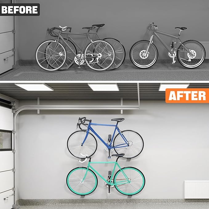 TORACK Wall-mounted Bike Pedal Hanger, Heavy Duty Garage Wall Horizontal Bike Rack, Bike Display Stand for Wall, Holds Up to 70 lbs(Pack of 2)