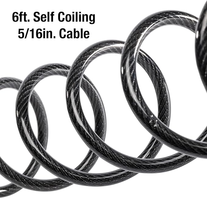 Master Lock Black Set Your Own Combination Bike Lock, Metal Cable Lock has a Weather Resistant Vinyl Coating for Outdoor Equipment, Bicycles, 6 Feet Long, 8114D