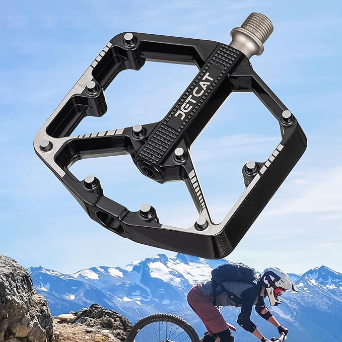 Mountain Bike Pedals Flat - MTB Pedals Flat, Bicycle Pedals, Road Bike Pedals, BMX Pedals, for BMX MTN Road Gravel EBike, Specialized Parts, Adults, Aluminum Metal Stamp 9/16"