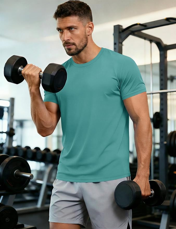 MAGCOMSEN Men's Short Sleeve UPF 50+ T-Shirt Quick Dry Workout Athletic Running Swim Tops Tee Rash Guard Performance Shirts