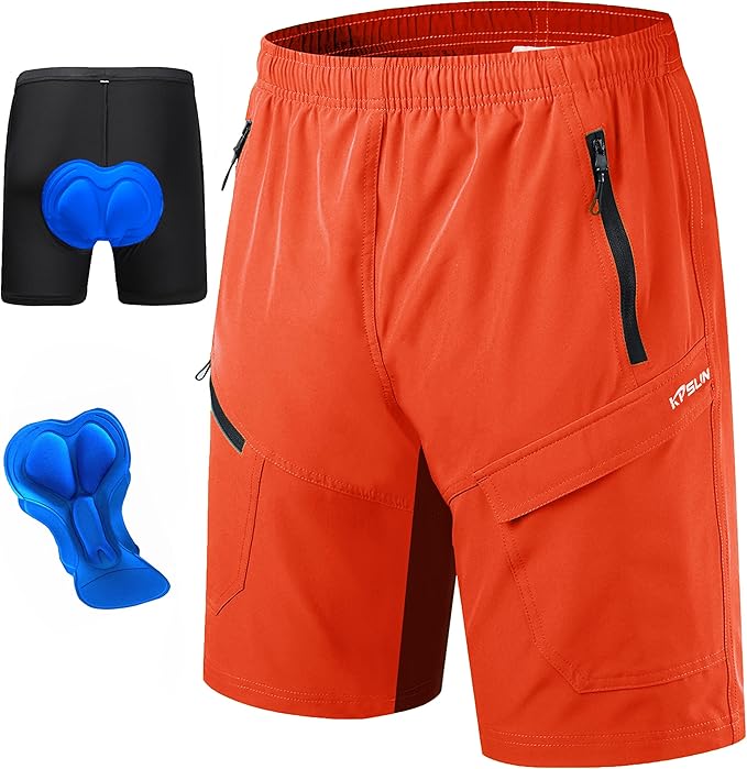 Men's Mountain Bike Shorts 3D Padded Baggy Bicycle Riding Cycling Shorts Quick Dry Lightweight Biking Shorts