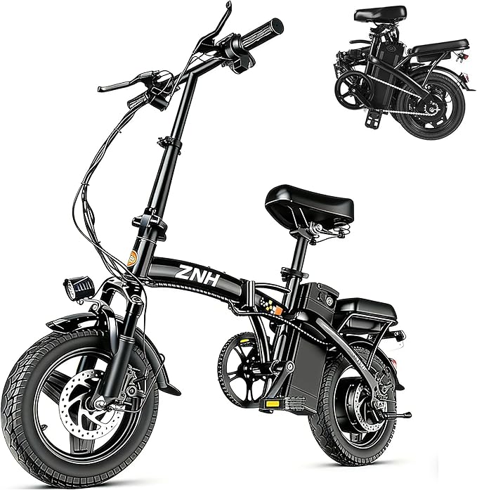 ZNH Electric Bike for Adults and Teens,14" Foldable Electric Bike with 1000W Peak Motor Up to 23 MPH, Electric Mini Bike with 48V 13Ah Removable Battery 28-50 Miles PAS Range, UL 2849 Certified