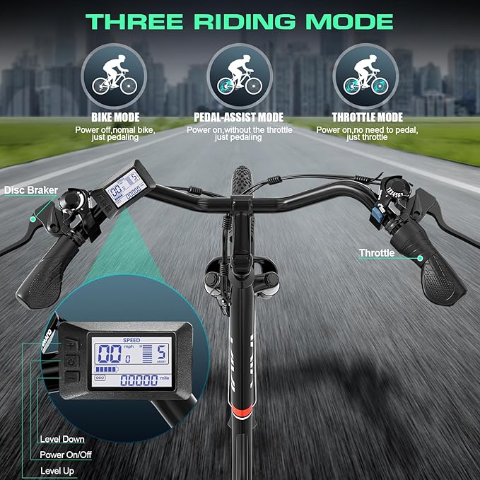 Vivi Electric Bike for Adults, 1000W Peak Ebike 26" Electric Cruiser Bike 22MPH Step Through Electric Bike with 48V Removable Battery, 7 Speed Electric City Commuter Bicycle, SGS Certified to UL2849