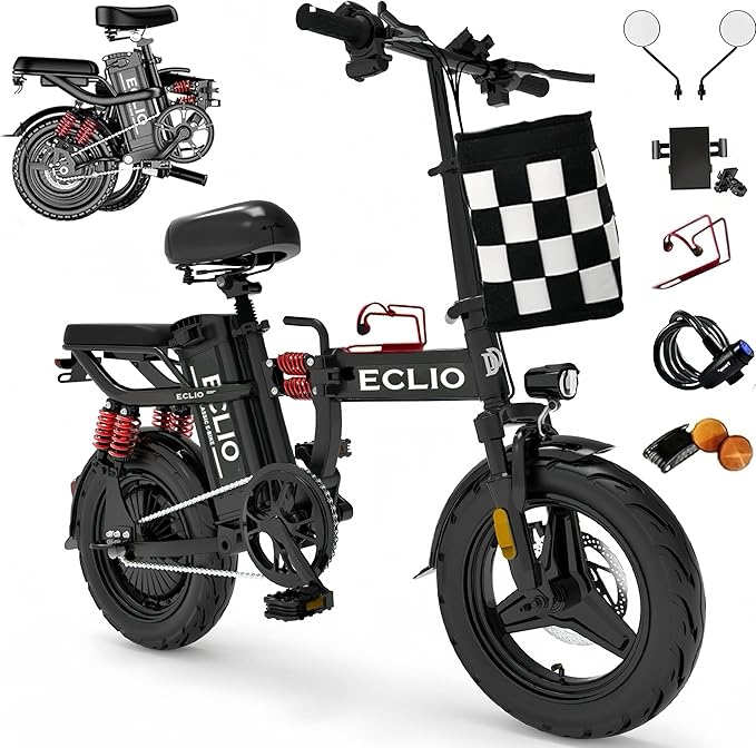 Folding Electric Bike for Adults, 800W Peak Motor 25MPH, Ebike with 48V 14Ah Removable Battery, 35-55 Miles Range, 14'' Adults Electric Bicycles for Men Women Commuter UL 2849 Safety Standard