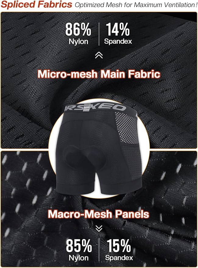 ARSUXEO Cycling Underwear Men With Pockets 4D Padded Bike Shorts Bicycle Biking Cycling Shorts
