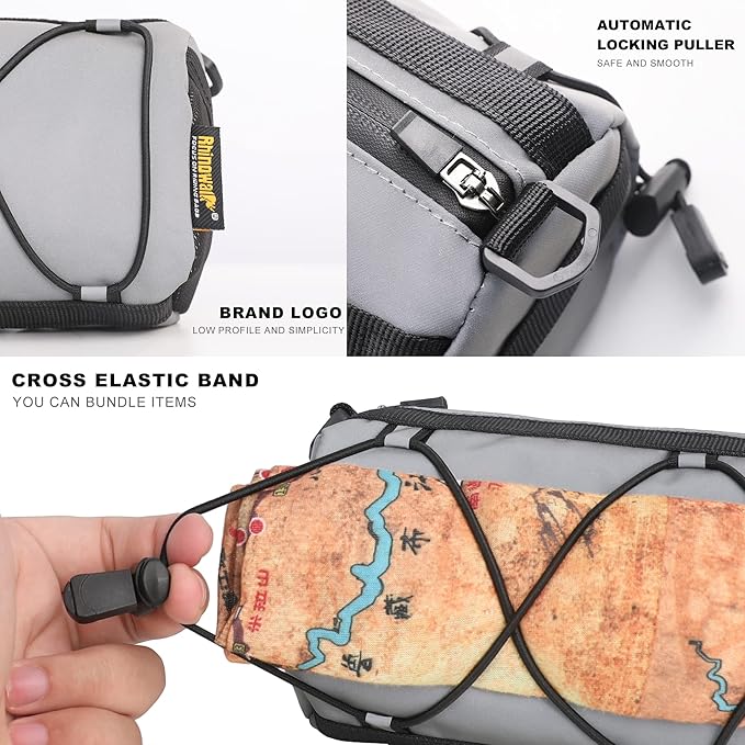 Rhinowalk Bike Handlebar Bag, Bicycle Front Bag Shoulder Bag Storage Bag with Shoulder Strap for Road Mountain Bike Cycling Travel