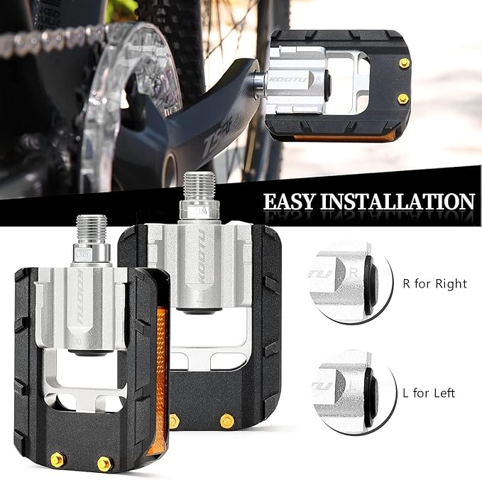 SAVADECK Folding Bike Pedals,Aluminum Alloy Pedals 9/16'' Platform Flat Pedal with Anti-Slip Nails and Reflector, Foldable Bicycle Pedals for MTB Road City Folding Bike