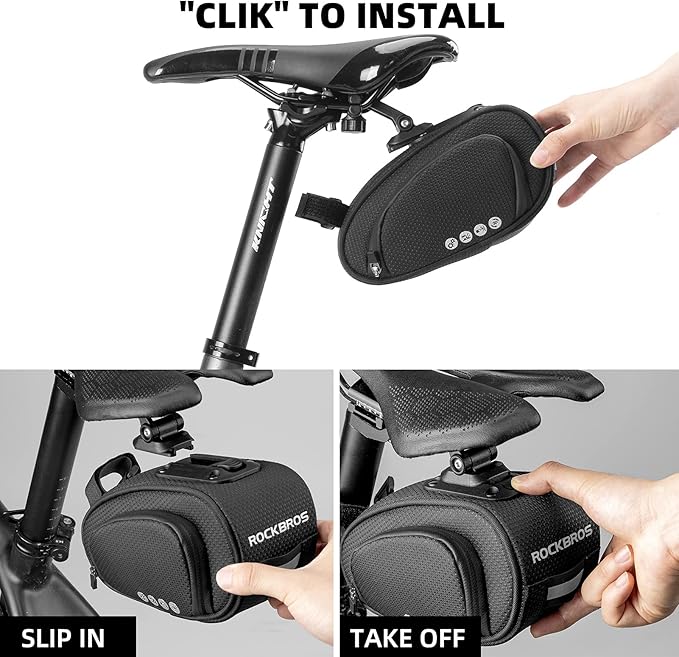 ROCKBROS Bike Saddle Bag Bike Bag Under Seat Bag Bicycle Seat Pack Pouch for Cycling Adjustable Mounting