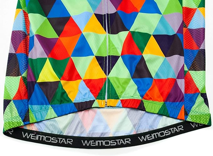 Weimostar Men's Cycling Jersey Short Sleeve Bike Clothing Multicolored Diamond