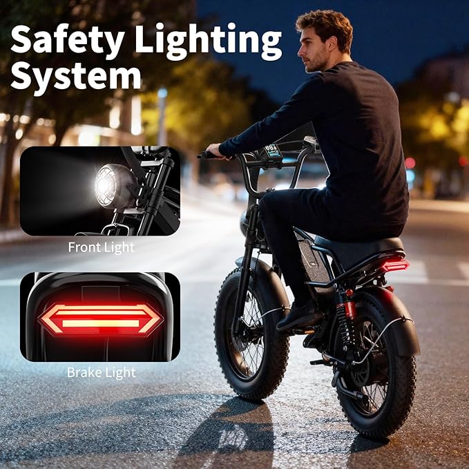 Electric Bike for Adults Teens,3000W/2000W Peak,20"/16" Fat Tire Off Road Dirt Ebike,80/55 Miles LongRanger,32/28 MPH E Bike Bicycles, Fat Tire All Terrain E-Bike,E Bike for Hunting,YR20 with Footrest