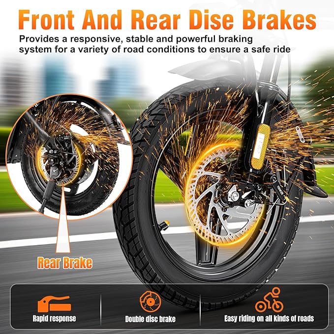 Foldable Electric Bike for Adults & Teens, 560W Brushless Motor 24MPH Ebikes, 32 Mile Range 48V 10Ah Battery, 3-Level Pedal Assist, 14" Tires Mini Folding Electric Bicycle, UL 2849 Certified