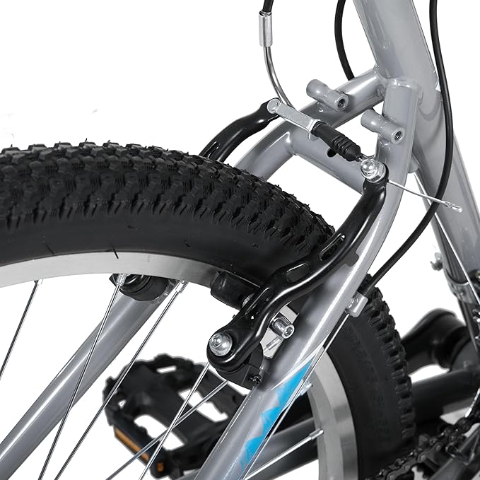 HILAND 26 27 Inch Mountain Bike, Mens Womens MTB with 18 Speeds, High-Tensile Steel Frame, V Brake, Hardtail Bicycle for Adults