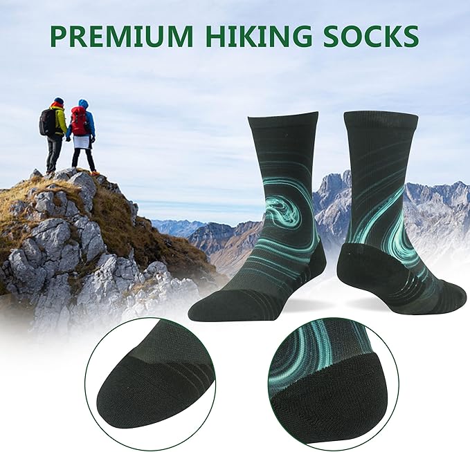 HUSO Hiking Socks Men Women Fashion Novelty Digital Printing Sports Crew Socks 3, 4 Pairs