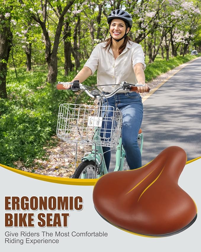 24/26 Inch Foldable Bike Folding Bicycle, 7 Speed Beach Cruiser Bike with Lock, Comfort Back Seat, Foldable Basket & Ergonomic Upright Frame, Cruiser Bicycle for Adults